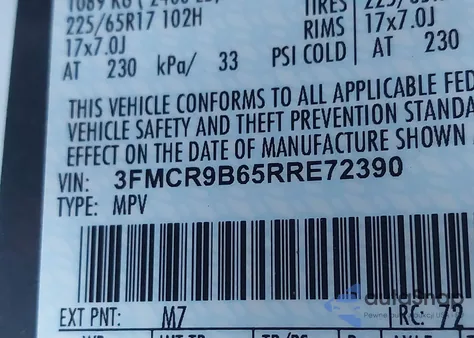 2024 Ford Bronco Sport Big Bend z USA, uszkodzony, nr VIN 3FMCR9B65RRE72390